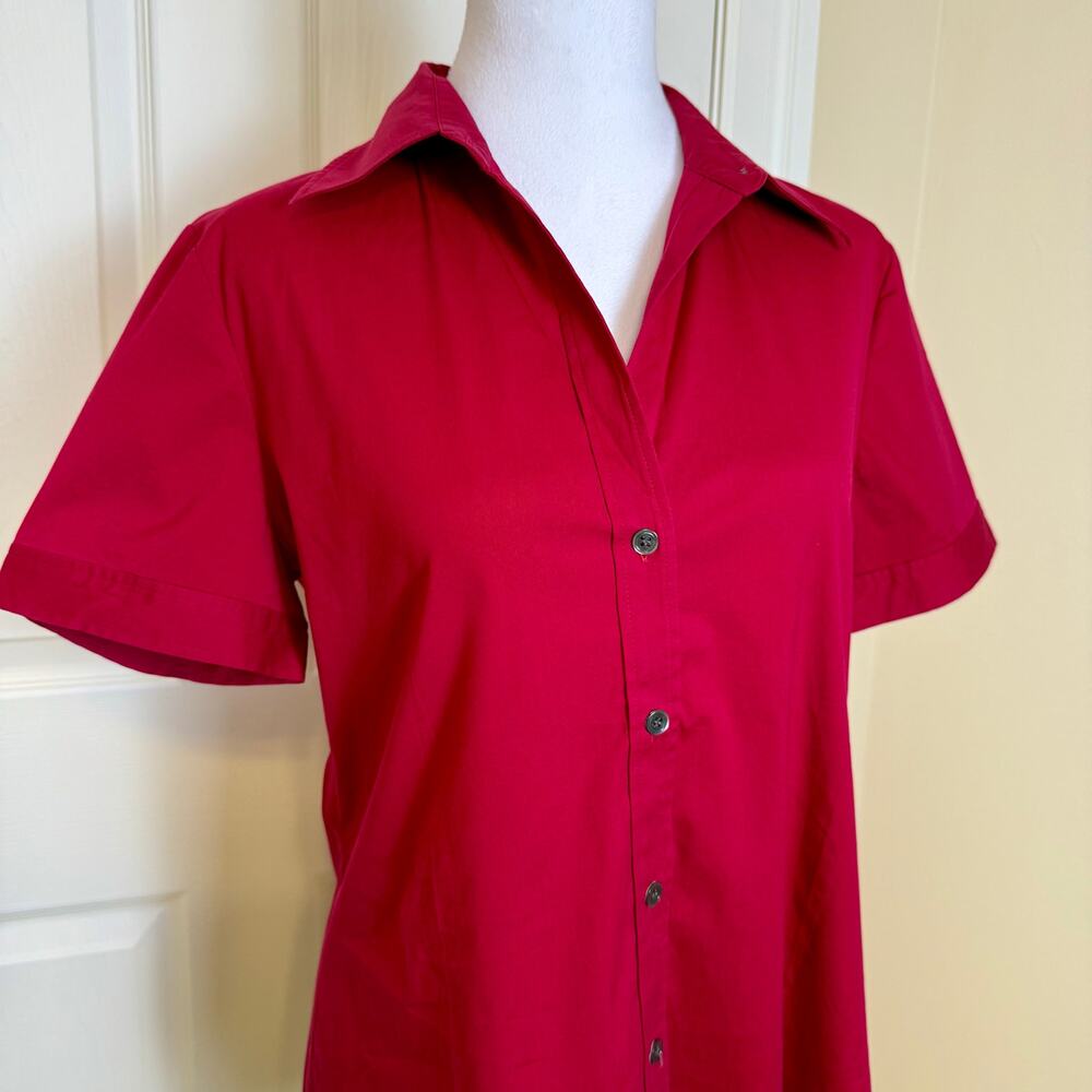 Theory Button Front Stretch Poplin Short Sleeve B… - image 5